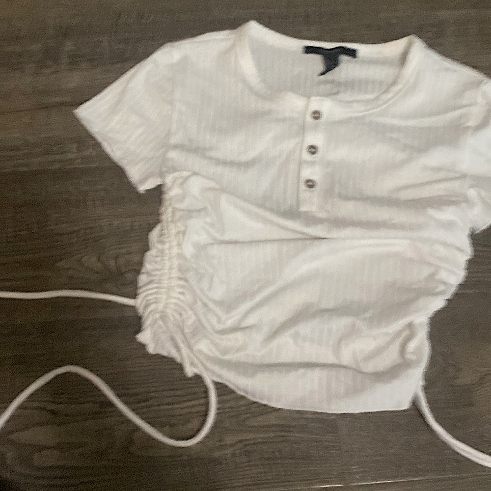 White button shirt with ties at the sides